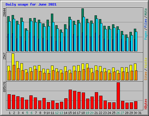 Daily usage for June 2021