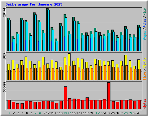 Daily usage for January 2023