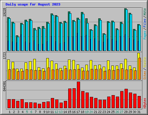 Daily usage for August 2023