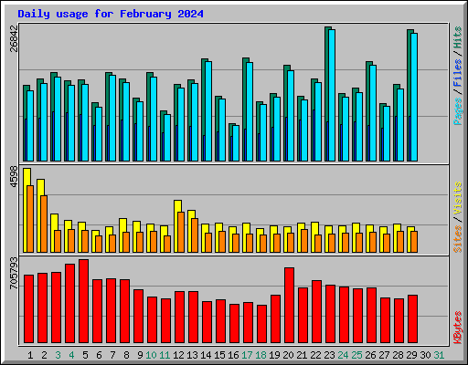 Daily usage for February 2024
